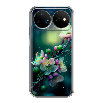 Силиконовый чехол на Huawei Nova 16 Ultra с принтом Цветы и мрамор Силиконовый чехол на Huawei Nova 16 Ultra с принтом Цветы и мрамор
