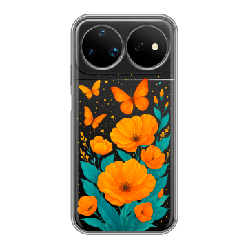Силиконовый чехол на Huawei Nova 16 Ultra с принтом цветы бабочки Силиконовый чехол на Huawei Nova 16 Ultra с принтом цветы бабочки
