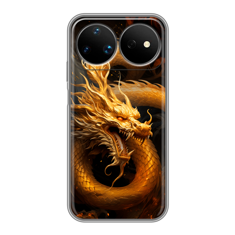 Силиконовый чехол на Huawei Nova 16 Ultra с принтом Золотой дракон Силиконовый чехол на Huawei Nova 16 Ultra с принтом Золотой дракон