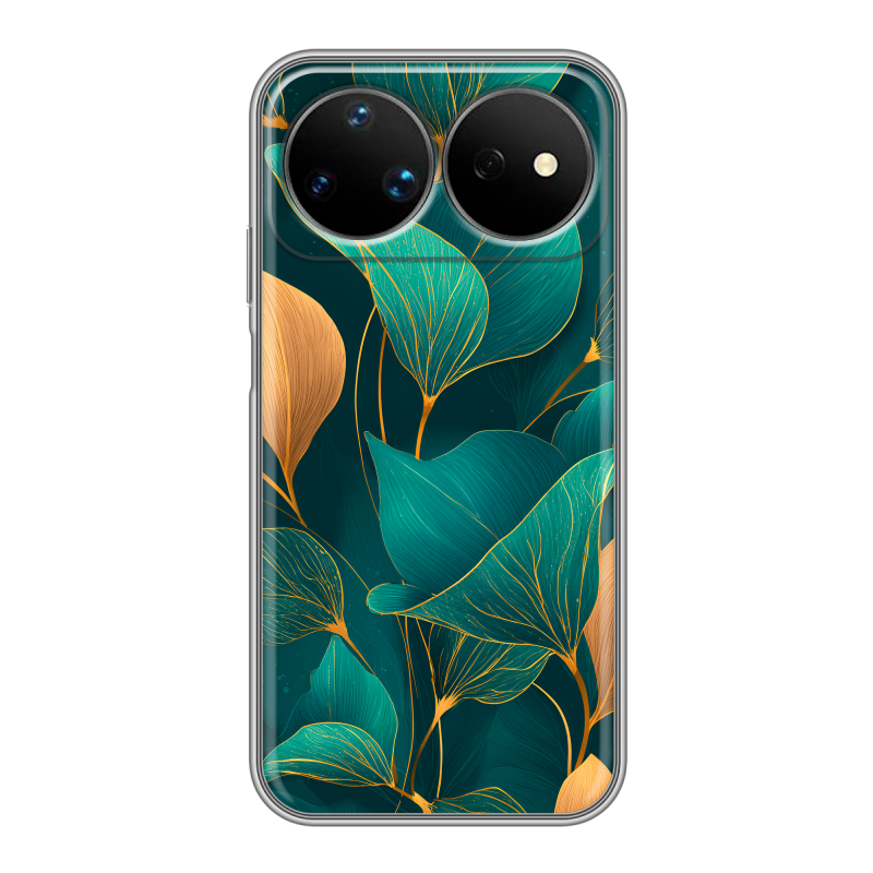 Силиконовый чехол на Huawei Nova 16 Ultra с принтом Листья и золото Силиконовый чехол на Huawei Nova 16 Ultra с принтом Листья и золото