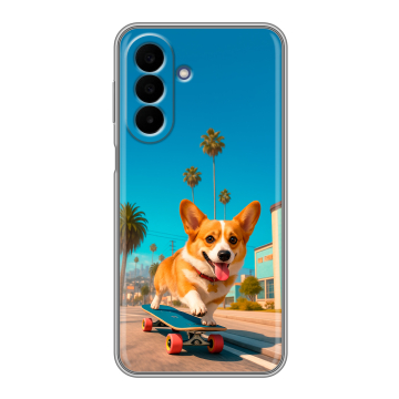 Силиконовый чехол на Samsung Galaxy A27 с принтом Корги на скейте