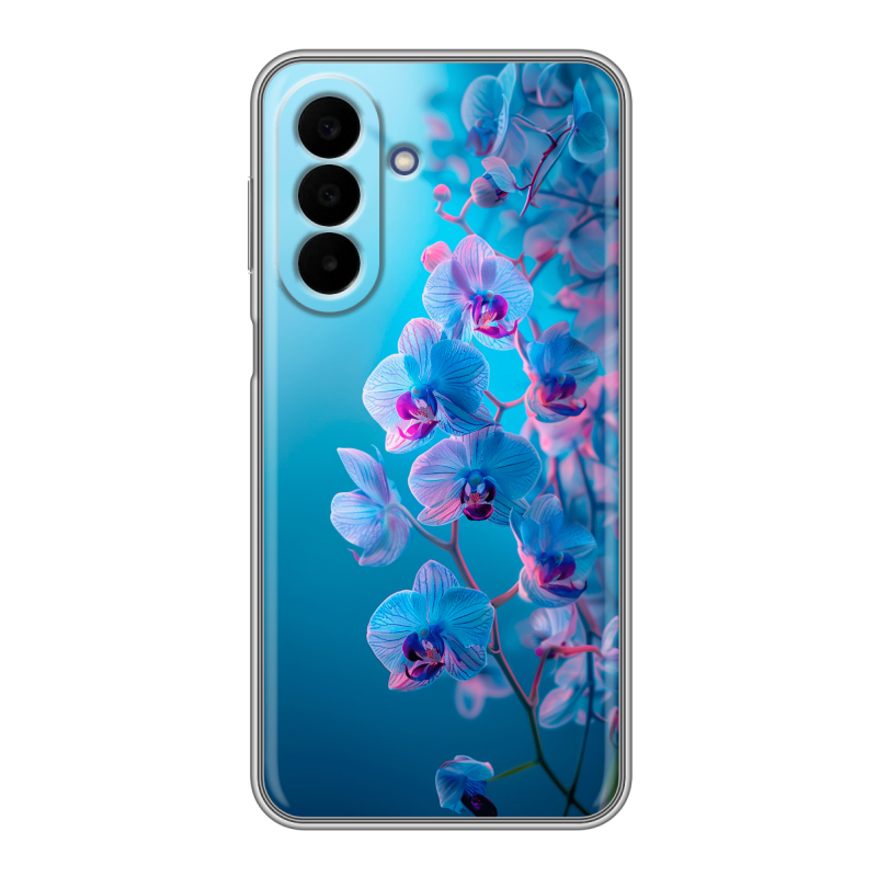 Силиконовый чехол на Samsung Galaxy A27 с принтом голубые орхидеи Силиконовый чехол на Samsung Galaxy A27 с принтом голубые орхидеи