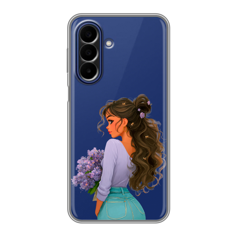 Силиконовый чехол на Samsung Galaxy A27 с принтом девушка цветы Силиконовый чехол на Samsung Galaxy A27 с принтом девушка цветы
