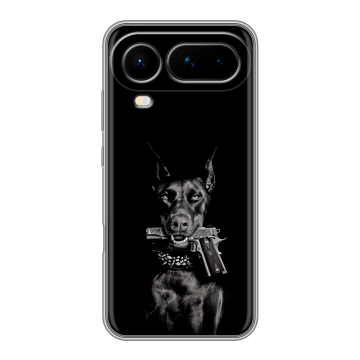 Силиконовый чехол на Honor Magic 8 Pro Air с принтом Доберман и пистолет