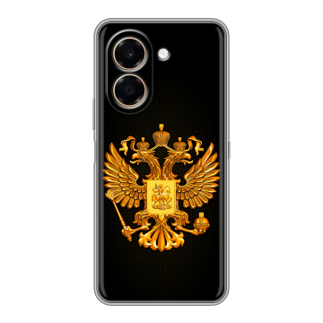 Силиконовый чехол на Honor X7e с принтом Герб России желтый Силиконовый чехол на Honor X7e с принтом Герб России желтый
