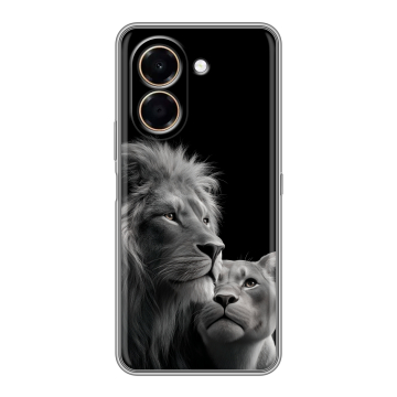 Силиконовый чехол на Honor X7e с принтом Лев кошки