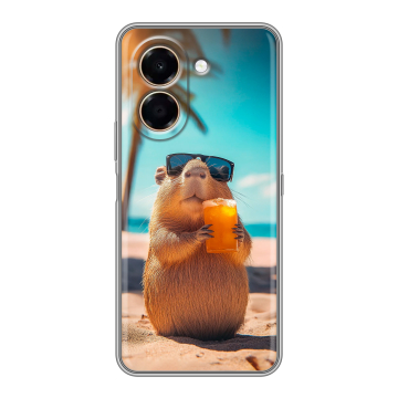 Силиконовый чехол на Honor X7e с принтом Капибара