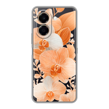 Силиконовый чехол на Honor X7e с принтом Бежевые цветы