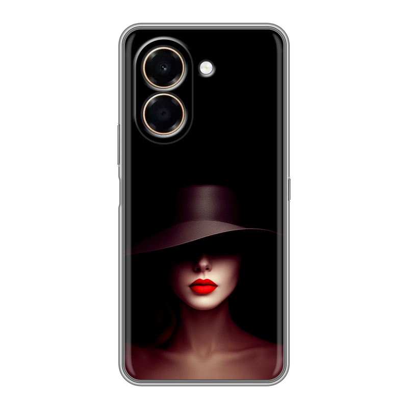 Силиконовый чехол на Honor X7e с принтом Девушка в шляпе Силиконовый чехол на Honor X7e с принтом Девушка в шляпе