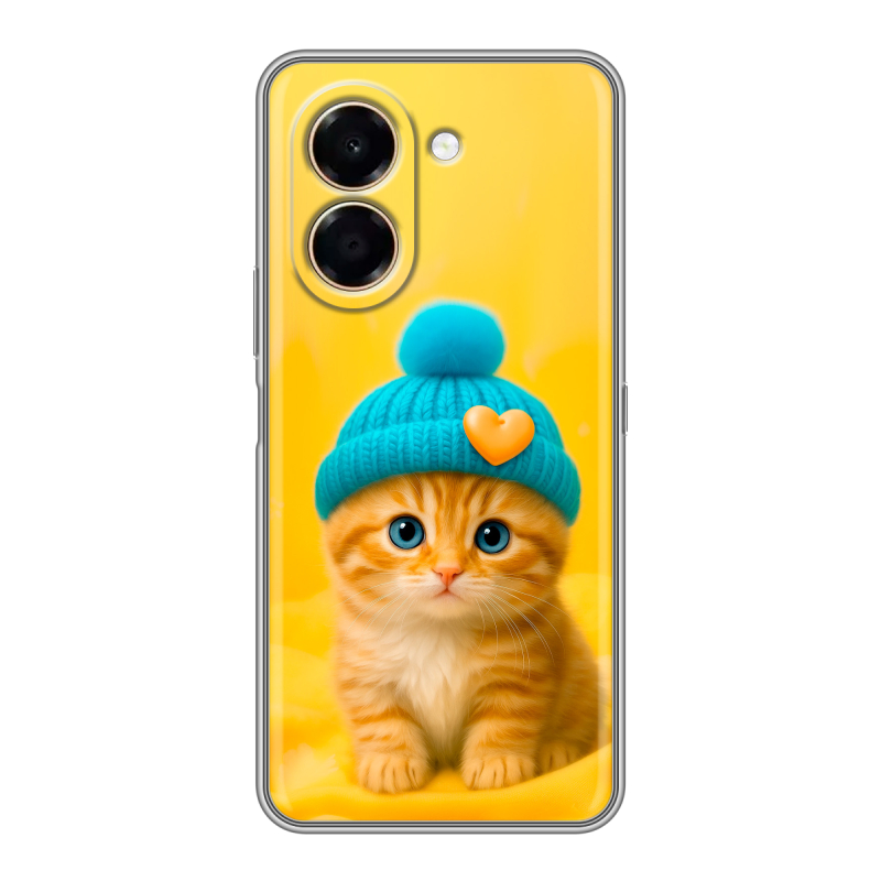 Силиконовый чехол на Honor X7e с принтом Котенок в шапке Силиконовый чехол на Honor X7e с принтом Котенок в шапке