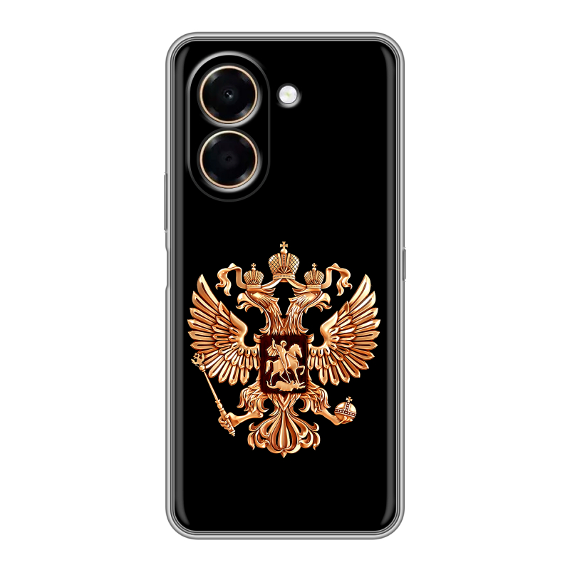 Силиконовый чехол на Honor X7e с принтом Герб России золотой Силиконовый чехол на Honor X7e с принтом Герб России золотой