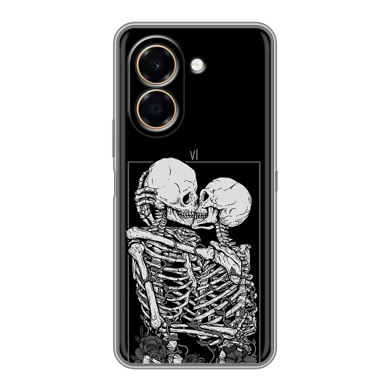 Силиконовый чехол на Honor X7e с принтом Поцелуй скелетов Силиконовый чехол на Honor X7e с принтом Поцелуй скелетов