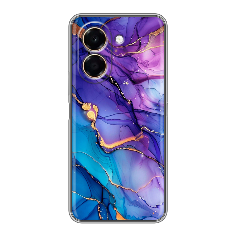 Силиконовый чехол на Honor X7e с принтом синий мрамор Силиконовый чехол на Honor X7e с принтом синий мрамор