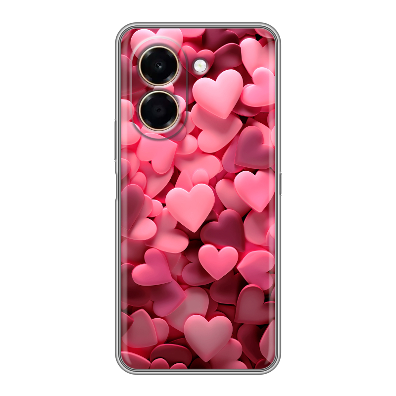 Силиконовый чехол на Honor X7e с принтом розовые сердечки Силиконовый чехол на Honor X7e с принтом розовые сердечки