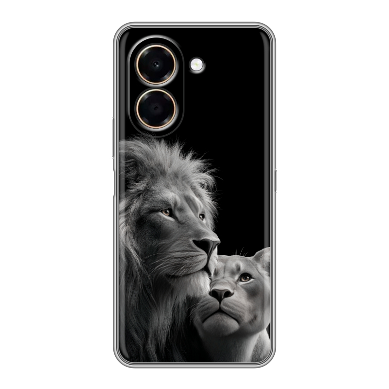 Силиконовый чехол на Honor X7e с принтом Лев кошки Силиконовый чехол на Honor X7e с принтом Лев кошки
