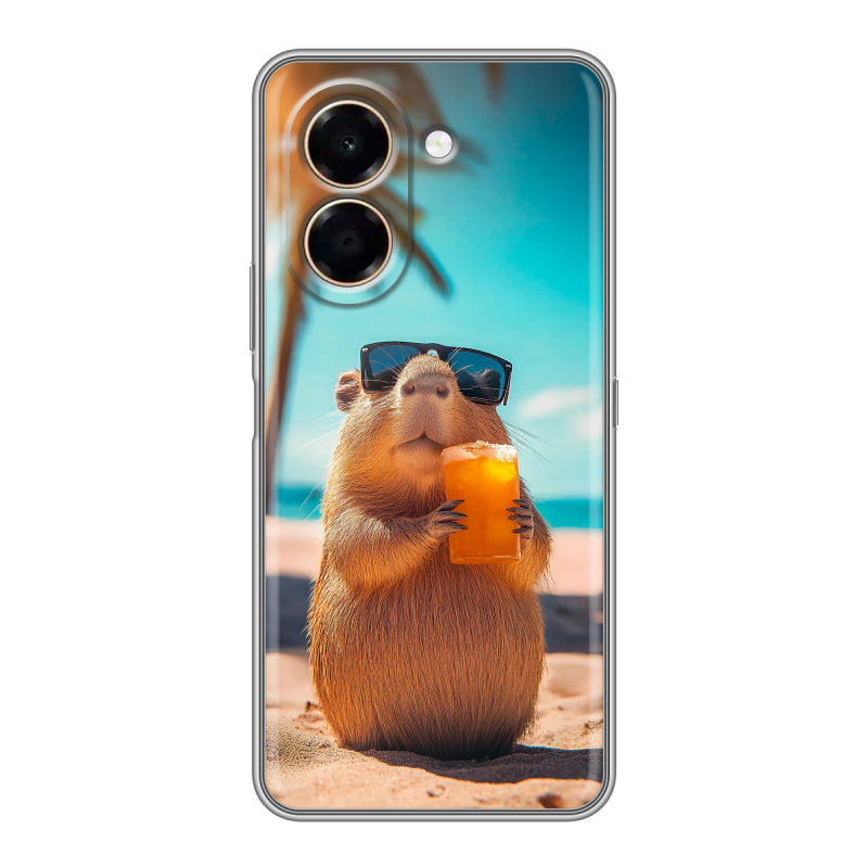 Силиконовый чехол на Honor X7e с принтом Капибара Силиконовый чехол на Honor X7e с принтом Капибара