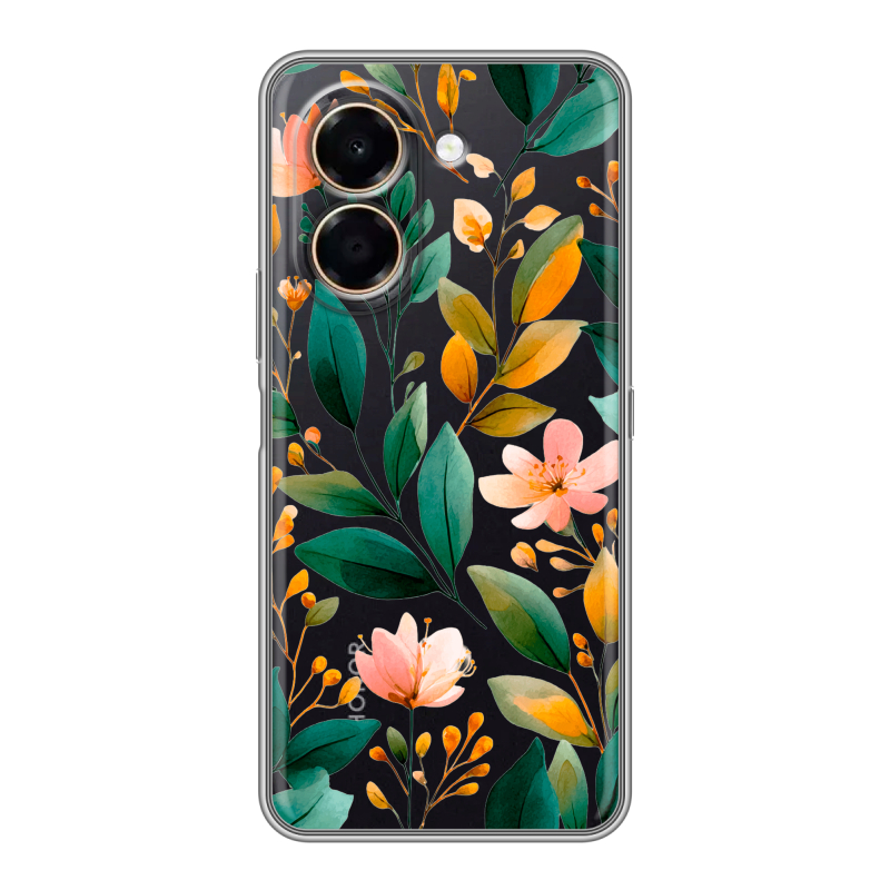 Силиконовый чехол на Honor X7e с принтом Цветы паттерн Силиконовый чехол на Honor X7e с принтом Цветы паттерн