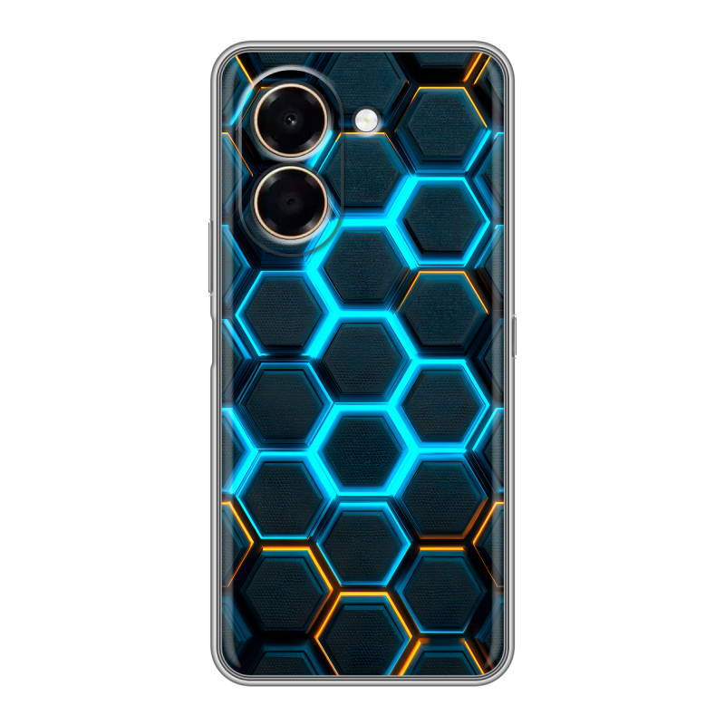 Силиконовый чехол на Honor X7e с принтом Неоновые соты Силиконовый чехол на Honor X7e с принтом Неоновые соты