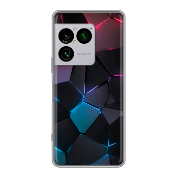 Силиконовый чехол на Sony Xperia 1 VIII с принтом Геометрия неона