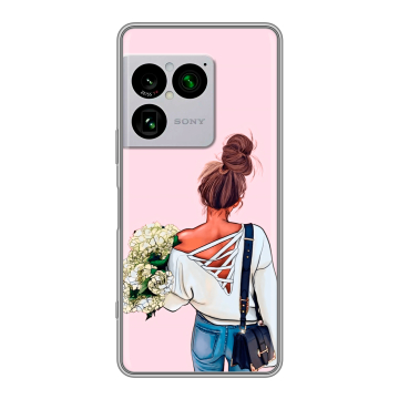 Силиконовый чехол на Sony Xperia 1 VIII с принтом Девушка и букет
