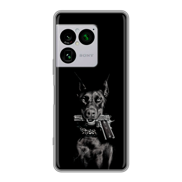 Силиконовый чехол на Sony Xperia 1 VIII с принтом Доберман и пистолет