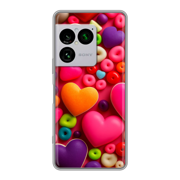 Силиконовый чехол на Sony Xperia 1 VIII с принтом Сердечки