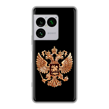 Силиконовый чехол на Sony Xperia 1 VIII с принтом Герб России золотой Силиконовый чехол на Sony Xperia 1 VIII с принтом Герб России золотой