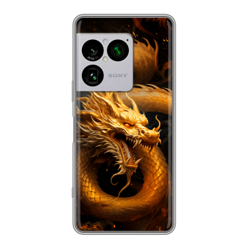Силиконовый чехол на Sony Xperia 1 VIII с принтом Золотой дракон Силиконовый чехол на Sony Xperia 1 VIII с принтом Золотой дракон