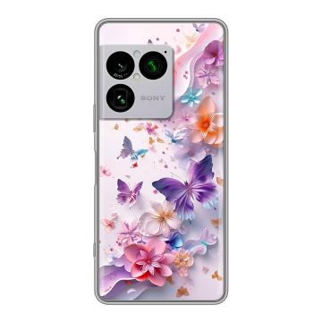 Силиконовый чехол на Sony Xperia 1 VIII с принтом цветы бабочки Силиконовый чехол на Sony Xperia 1 VIII с принтом цветы бабочки