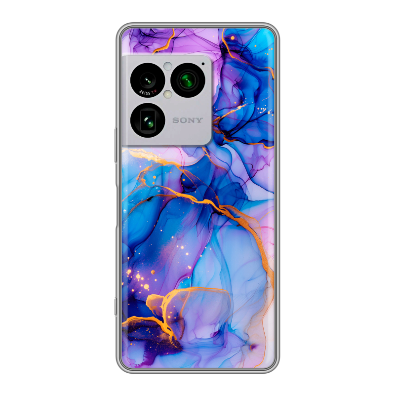 Силиконовый чехол на Sony Xperia 1 VIII с принтом синий мрамор Силиконовый чехол на Sony Xperia 1 VIII с принтом синий мрамор