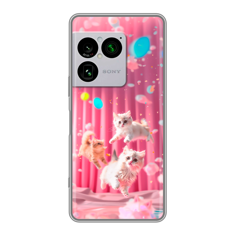 Силиконовый чехол на Sony Xperia 1 VIII с принтом милые котики Силиконовый чехол на Sony Xperia 1 VIII с принтом милые котики