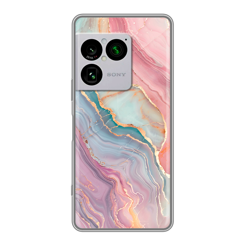 Силиконовый чехол на Sony Xperia 1 VIII с принтом розовый мрамор Силиконовый чехол на Sony Xperia 1 VIII с принтом розовый мрамор