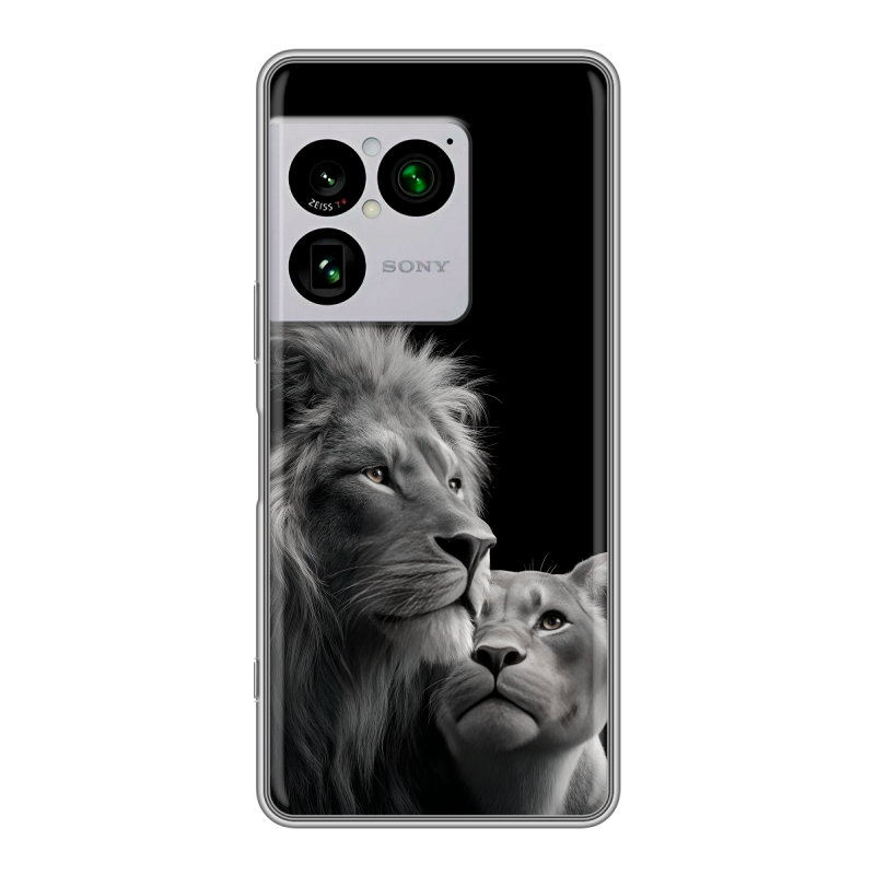 Силиконовый чехол на Sony Xperia 1 VIII с принтом Лев кошки Силиконовый чехол на Sony Xperia 1 VIII с принтом Лев кошки