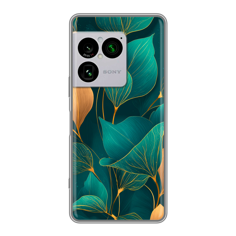 Силиконовый чехол на Sony Xperia 1 VIII с принтом Листья и золото Силиконовый чехол на Sony Xperia 1 VIII с принтом Листья и золото