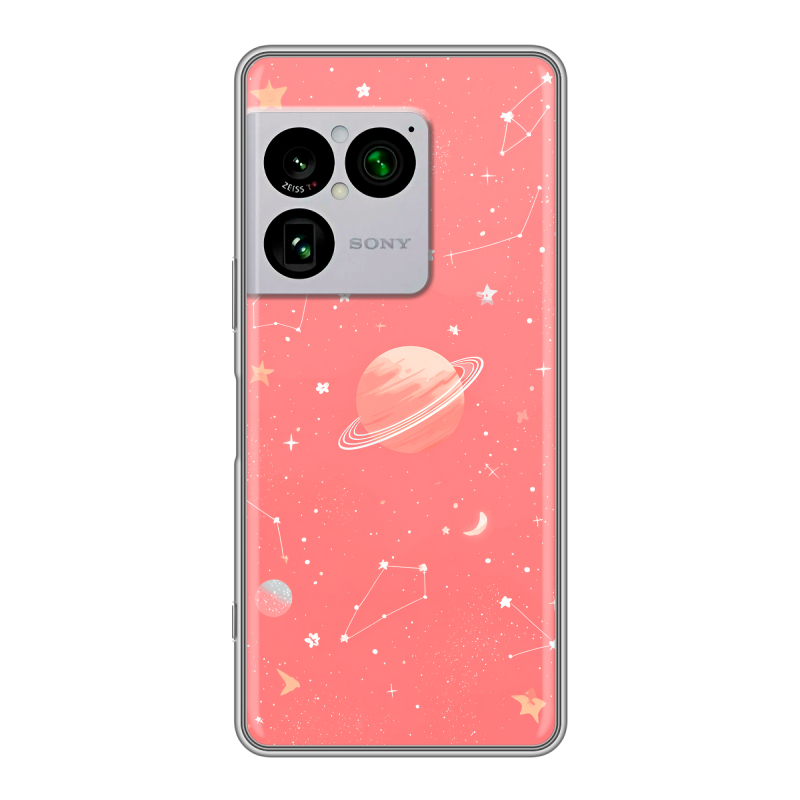 Силиконовый чехол на Sony Xperia 1 VIII с принтом Розовый космос Силиконовый чехол на Sony Xperia 1 VIII с принтом Розовый космос