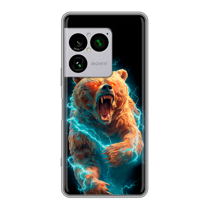 Силиконовый чехол на Sony Xperia 1 VIII с принтом Медведь Силиконовый чехол на Sony Xperia 1 VIII с принтом Медведь