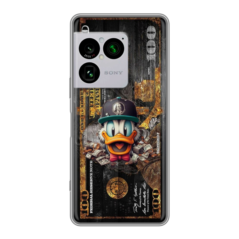 Силиконовый чехол на Sony Xperia 1 VIII с принтом Дональд Дак Доллар Силиконовый чехол на Sony Xperia 1 VIII с принтом Дональд Дак Доллар