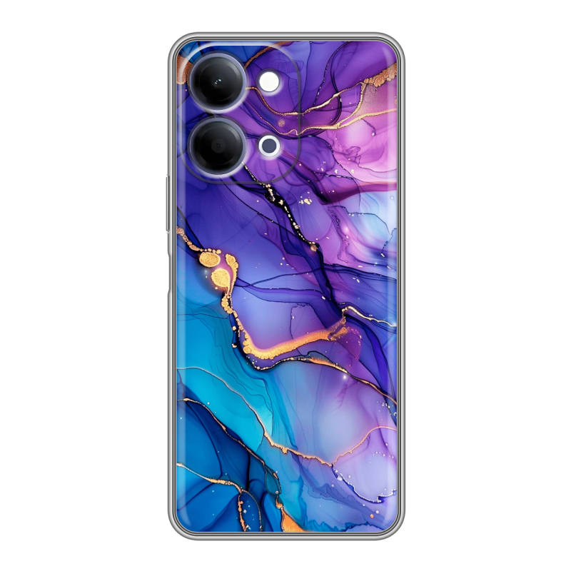 Силиконовый чехол на Vivo Y11d с принтом синий мрамор Силиконовый чехол на Vivo Y11d с принтом синий мрамор