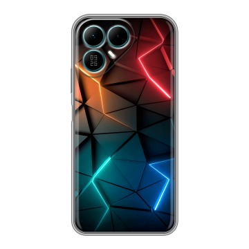 Силиконовый чехол на Tecno Pova 8 с принтом Абстракция неон