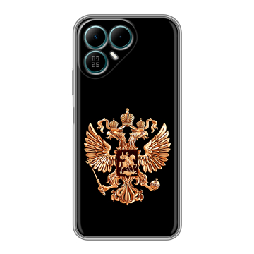Силиконовый чехол на Tecno Pova 8 с принтом Герб России золотой