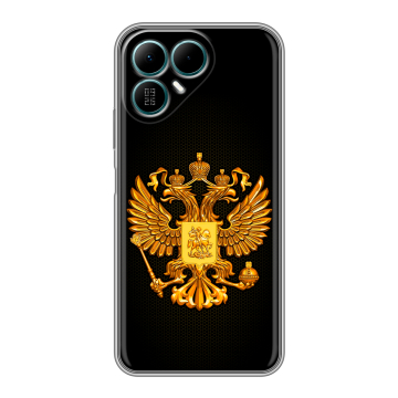 Силиконовый чехол на Tecno Pova 8 с принтом Герб России желтый