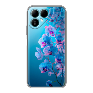 Силиконовый чехол на Tecno Pova 8 с принтом голубые орхидеи