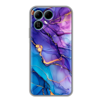 Силиконовый чехол на Tecno Pova 8 с принтом синий мрамор