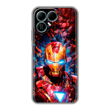 Силиконовый чехол на Tecno Pova 8 с принтом Железный человек Ironman