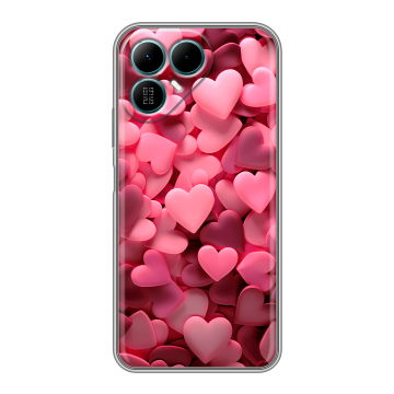 Силиконовый чехол на Tecno Pova 8 с принтом розовые сердечки