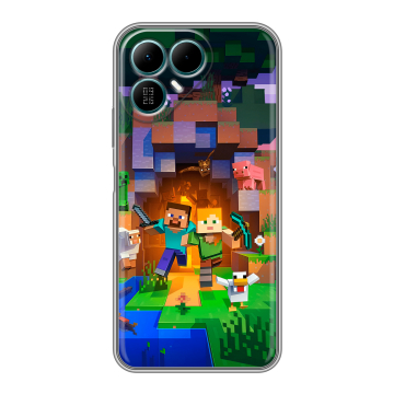 Силиконовый чехол на Tecno Pova 8 с принтом Майнкрафт Minecraft