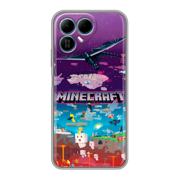 Силиконовый чехол на Tecno Pova 8 с принтом Майнкрафт Minecraft