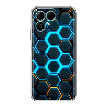 Силиконовый чехол на Tecno Pova 8 с принтом Неоновые соты