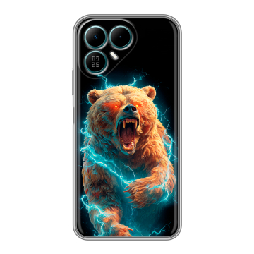 Силиконовый чехол на Tecno Pova 8 с принтом Медведь