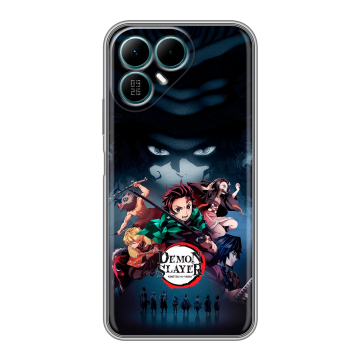 Силиконовый чехол на Tecno Pova 8 с принтом Demon Slayer Клинок рассекающий демонов